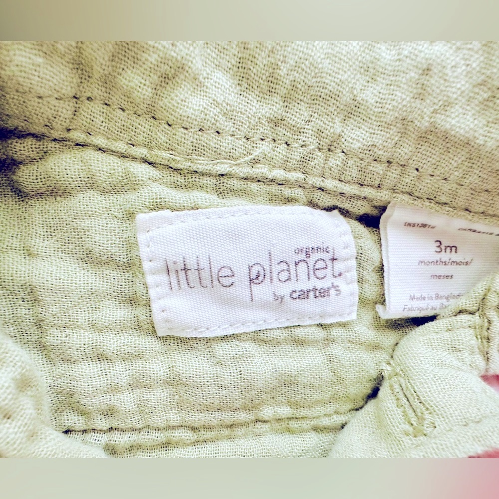 Carter’s Little Planet Organic Cotton Gauze Shirt & Shorts Set - 3 months - Picture 3 of 6